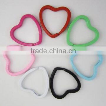 31mm colorful painted heart shaped key chain jewelry accessory split key ring