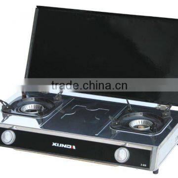 2 burner table top gas burner with cover