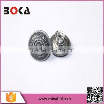 2015 yiwu wholesale new style cheaper price custom metal snap button, silver metal button for jean on factory direct selling