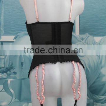 Wholesale Women Shapewear, Black Lace Pink Bow Sexy Corset photo-4