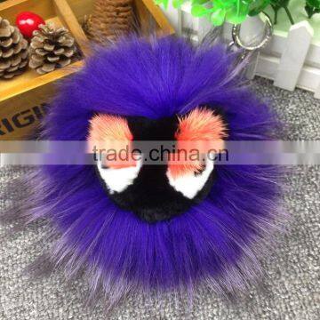 New Arrival Bag Phone Carkey Ornaments Monster Style Real Racoon Fur Leather Key Rings