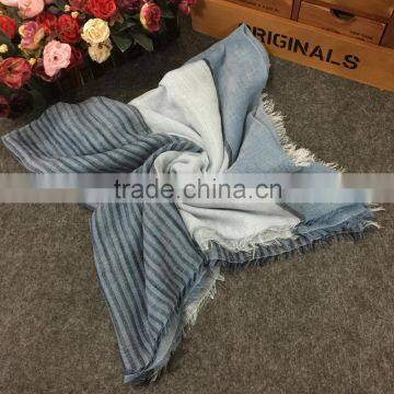Latest Design Korean Fashion Cotton Linen Striped Fringe Tassel Scarf