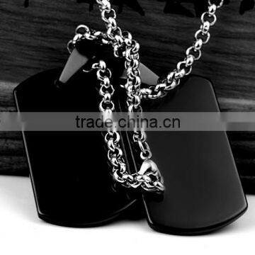 Stainless Steel Blank Black Dog Tag, Fashion Jewelry, Luxury Pendant