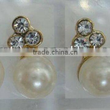 Pearl Tiny sharp stud earring pins with rhinestone, fashion alloy stud earring pin