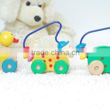 Miniature wooden animal abacus toy car