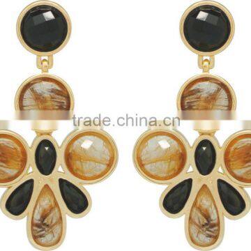 NATURAL STONE EARRING in gold plated