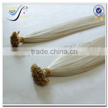 Wholesale white color 60# 100% virgin human hair 100 keratin flat tip hair extension