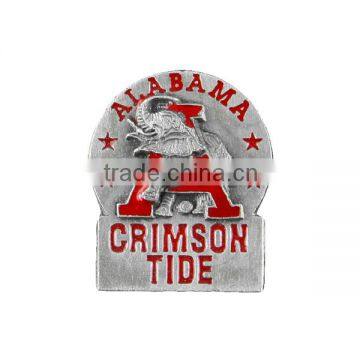 University Of Alabama "Crimson Tide" Logo With Red Enamel Color Filled Accenting Matel Fridge Magnet