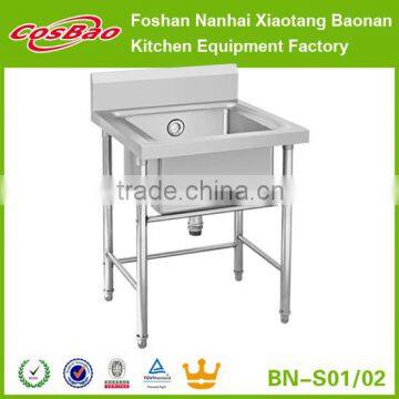 (BN-S01, BN-S02) Quality Guaranteed factory directly stainless steel single bowl kitchen sink/hotel kitchen sink with drainboard