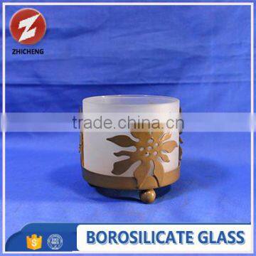 round heat resistant colour diameter glass candle holder with lid