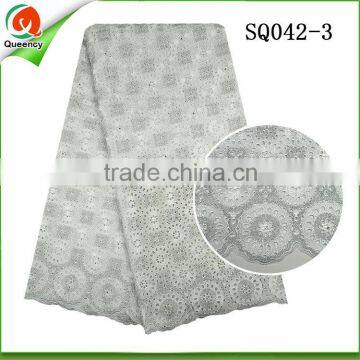 Swiss Voile Lace Big 100% Cotton Lace 100 Cotton Dyeing Fabric in Royal Blue photo-3