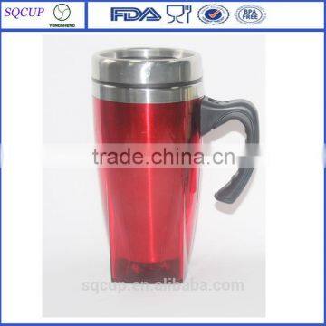 creative design inner steel outer plastic advertising mug with handle