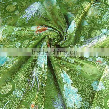 Green brocade fabric