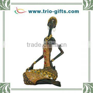 Elegant polyresin african lady sculpture