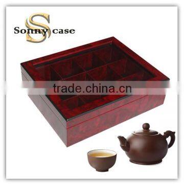 Delicate Glass Lid WoodenTea Bags Box Wooden Tea Set Storage Box