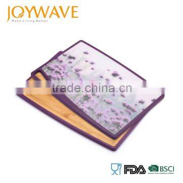 2016 new design bamboo cutting board plastic chopping board printing cheese board set