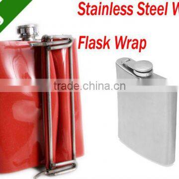 Stainless Steel Wine Flask Wrap(handle to handle image transfer,Click Design,easy to ues)