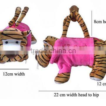 plush handbag/ animal shaped handbag/plush tiger hand bag