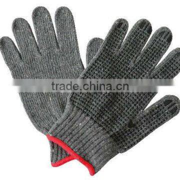 Polyester/cotton knitted gloves with pvc dots on two side