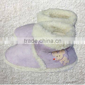 Winter thermal cotton-padded waterproof anti-slip soles slippers,home floor purple microsuede warmly children boots