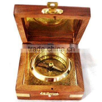 Nautical Brass Geological Compass - Magnetic Compass With Wooden box 13511