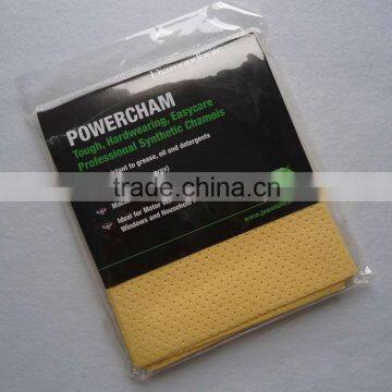 Super oil absorbent chamois car cleaning cloth ( 100%viscose + PU coating + perforation)