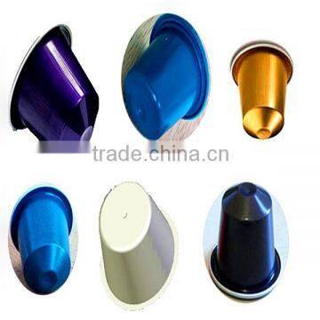 A variety of colors , plastic coffee capsules