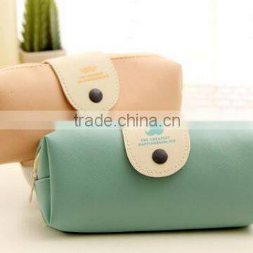 Fashion PU leather pencil case with snap closure