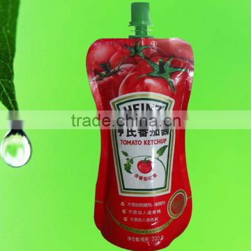 doypack stand up pouch bottom gusset food grade plastic tomato sauce/ketchup packaging bag with customized printing