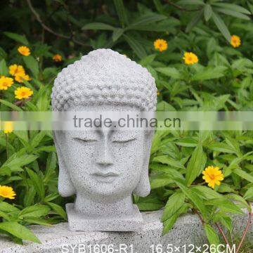 Buddha head carving stone garden ornament for sale.