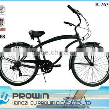 2016 7 speed balck 26" beach cruiser bike/chopper beach cruiser bicycles for sale (PW-B26357)