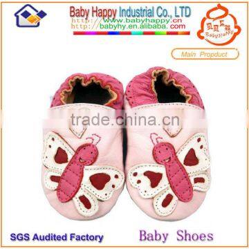 wholesale minion soft sole light color leather butterfly baby girl shoes