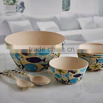 Promotional Product Bamboo Fiber Bowl With 5pcs