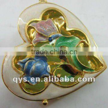 Heart Shape Alloy and Epoxy Jewelry Box