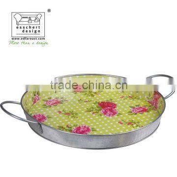 Printed fancy serving trays yellow dot rose