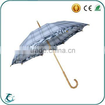 China Umbrella Factory J handle Wooden Straight Umbrella With Windproof