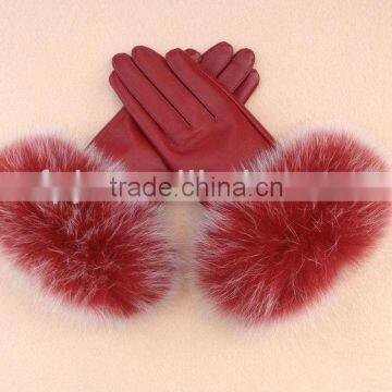 2012 new lady fashion gloves with russian fur