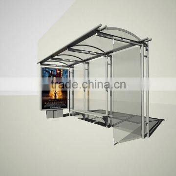 High Quality Metal Bus Stop Shelter in High Quality with Waiting Bench and Light Box for Public Equipment