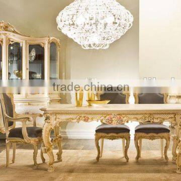 French Baroque Dining Table And Chair White Solid NFDT07