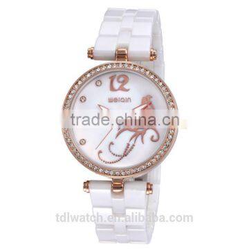 2014 New products butterfly dial ceramic watch