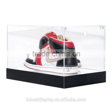 New arrival luxury clear acrylic shoe display case,transparent acrylic sneaker box with black base