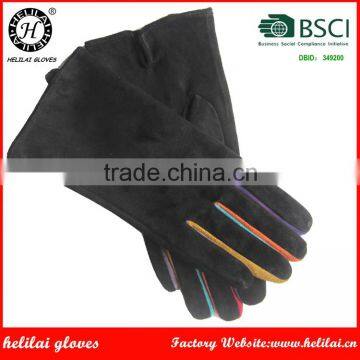 Helilai Customized Leather Gloves Women Colorful Fourchette Suede Leather Gloves Classical Winter Ladies Gloves