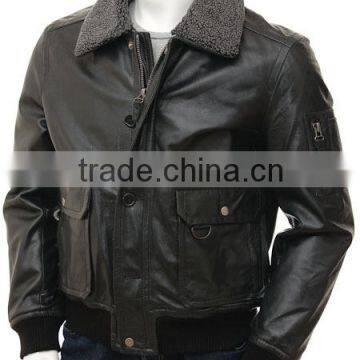 High Quality Men Bomber Leather Jacket/ Men Fashion Leather Jacket CLE-878