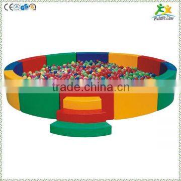 FS-SP-039B customized eco-friendly PVC & EPE & Wood round kids ball pool with ladder