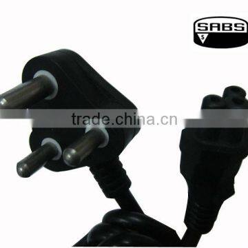 SABS approval 16a 250v power cord with iec connector