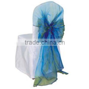 Wholesale Good Quality Fancy white Wedding Chair Cover with Blue Bow Tie