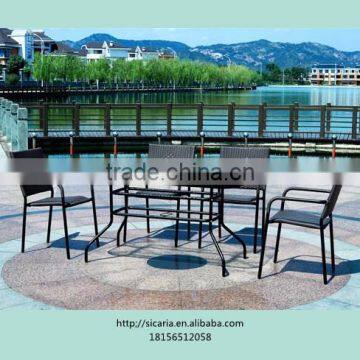 OUTDOOR RATTAN GLASS SET FOR FOUR PEOPLE