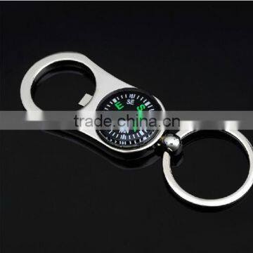 Beer company promotional gifts metal bottle opener keychain compass