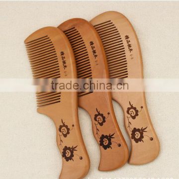 Promotion Gift Comb Head Massager Flat Long Hand Holder Wood Comb