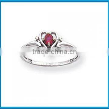 Fashion white gold january garnet birthstone heart engagement ring